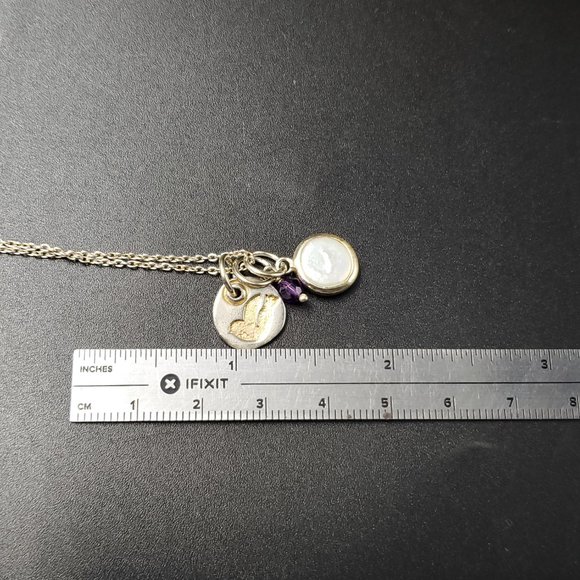 18 Inch Sterling Silver Bird And Shell Pendants Necklace - Picture 5 of 6